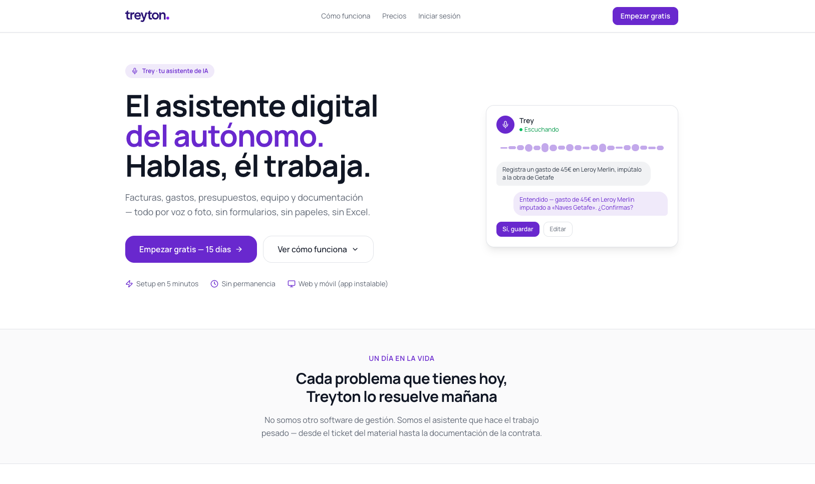 Treyton — Landing page